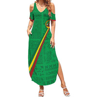 Custom Saint Kitts And Nevis Football Summer Maxi Dress Sugar Boyz Green Version - Wonder Print Shop