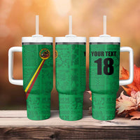 Custom Saint Kitts And Nevis Football Tumbler With Handle Sugar Boyz Green Version - Wonder Print Shop