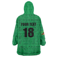 Custom Saint Kitts And Nevis Football Wearable Blanket Hoodie Sugar Boyz Green Version - Wonder Print Shop