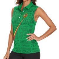 Custom Saint Kitts And Nevis Football Women Sleeveless Polo Shirt Sugar Boyz Green Version - Wonder Print Shop