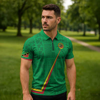 Custom Saint Kitts And Nevis Football Zipper Polo Shirt Sugar Boyz Green Version - Wonder Print Shop