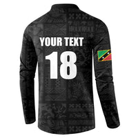 Custom Saint Kitts And Nevis Football Button Sweatshirt Sugar Boyz Black Version - Wonder Print Shop