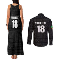 Custom Saint Kitts And Nevis Football Couples Matching Tank Maxi Dress and Long Sleeve Button Shirt Sugar Boyz Black Version - Wonder Print Shop
