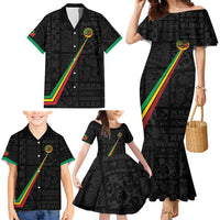 Custom Saint Kitts And Nevis Football Family Matching Mermaid Dress and Hawaiian Shirt Sugar Boyz Black Version - Wonder Print Shop