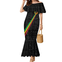 Custom Saint Kitts And Nevis Football Family Matching Mermaid Dress and Hawaiian Shirt Sugar Boyz Black Version - Wonder Print Shop