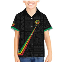 Custom Saint Kitts And Nevis Football Family Matching Mermaid Dress and Hawaiian Shirt Sugar Boyz Black Version - Wonder Print Shop