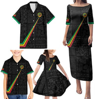 Custom Saint Kitts And Nevis Football Family Matching Puletasi and Hawaiian Shirt Sugar Boyz Black Version - Wonder Print Shop