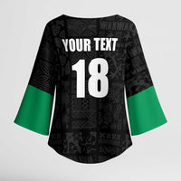 Custom Saint Kitts And Nevis Football Kimono Sleeve Blouse Sugar Boyz Black Version - Wonder Print Shop