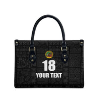 Custom Saint Kitts And Nevis Football Leather Bag Sugar Boyz Black Version - Wonder Print Shop