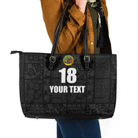 Custom Saint Kitts And Nevis Football Leather Tote Bag Sugar Boyz Black Version - Wonder Print Shop