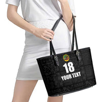 Custom Saint Kitts And Nevis Football Leather Tote Bag Sugar Boyz Black Version - Wonder Print Shop