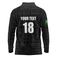 Custom Saint Kitts And Nevis Football Long Sleeve Polo Shirt Sugar Boyz Black Version - Wonder Print Shop