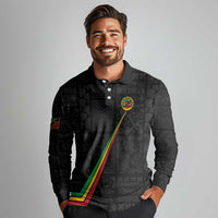 Custom Saint Kitts And Nevis Football Long Sleeve Polo Shirt Sugar Boyz Black Version - Wonder Print Shop