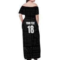 Custom Saint Kitts And Nevis Football Off Shoulder Maxi Dress Sugar Boyz Black Version - Wonder Print Shop
