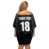 Custom Saint Kitts And Nevis Football Off Shoulder Short Dress Sugar Boyz Black Version - Wonder Print Shop