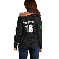 Custom Saint Kitts And Nevis Football Off Shoulder Sweater Sugar Boyz Black Version - Wonder Print Shop