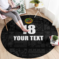 Custom Saint Kitts And Nevis Football Round Carpet Sugar Boyz Black Version - Wonder Print Shop