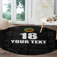 Custom Saint Kitts And Nevis Football Round Carpet Sugar Boyz Black Version - Wonder Print Shop