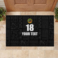 Custom Saint Kitts And Nevis Football Rubber Doormat Sugar Boyz Black Version - Wonder Print Shop