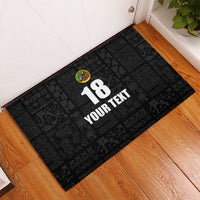 Custom Saint Kitts And Nevis Football Rubber Doormat Sugar Boyz Black Version - Wonder Print Shop