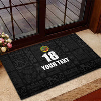 Custom Saint Kitts And Nevis Football Rubber Doormat Sugar Boyz Black Version - Wonder Print Shop