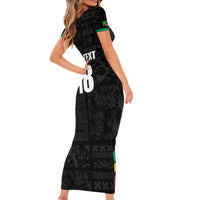 Custom Saint Kitts And Nevis Football Short Sleeve Bodycon Dress Sugar Boyz Black Version - Wonder Print Shop