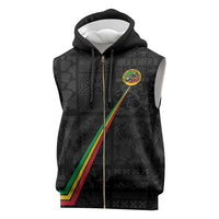 Custom Saint Kitts And Nevis Football Sleeveless Zip Hoodie Sugar Boyz Black Version - Wonder Print Shop