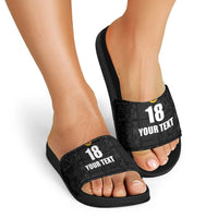 Custom Saint Kitts And Nevis Football Slide Sandals Sugar Boyz Black Version - Wonder Print Shop