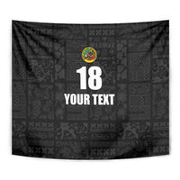 Custom Saint Kitts And Nevis Football Tapestry Sugar Boyz Black Version - Wonder Print Shop