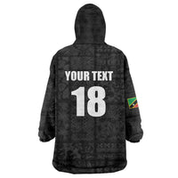 Custom Saint Kitts And Nevis Football Wearable Blanket Hoodie Sugar Boyz Black Version - Wonder Print Shop