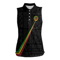 Custom Saint Kitts And Nevis Football Women Sleeveless Polo Shirt Sugar Boyz Black Version - Wonder Print Shop