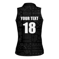 Custom Saint Kitts And Nevis Football Women Sleeveless Polo Shirt Sugar Boyz Black Version - Wonder Print Shop