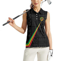 Custom Saint Kitts And Nevis Football Women Sleeveless Polo Shirt Sugar Boyz Black Version - Wonder Print Shop