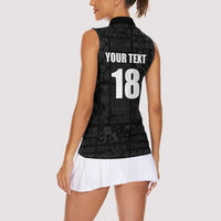Custom Saint Kitts And Nevis Football Women Sleeveless Polo Shirt Sugar Boyz Black Version - Wonder Print Shop