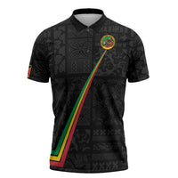 Custom Saint Kitts And Nevis Football Zipper Polo Shirt Sugar Boyz Black Version - Wonder Print Shop