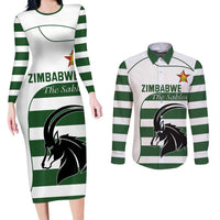 Custom Zimbabwe Rugby Couples Matching Long Sleeve Bodycon Dress and Long Sleeve Button Shirt The Sables Go Champion - Wonder Print Shop