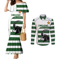 Custom Zimbabwe Rugby Couples Matching Mermaid Dress and Long Sleeve Button Shirt The Sables Go Champion - Wonder Print Shop