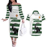 Custom Zimbabwe Rugby Couples Matching Off The Shoulder Long Sleeve Dress and Hawaiian Shirt The Sables Go Champion - Wonder Print Shop