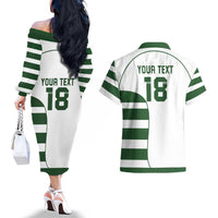 Custom Zimbabwe Rugby Couples Matching Off The Shoulder Long Sleeve Dress and Hawaiian Shirt The Sables Go Champion - Wonder Print Shop