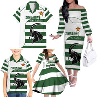 Custom Zimbabwe Rugby Family Matching Off The Shoulder Long Sleeve Dress and Hawaiian Shirt The Sables Go Champion - Wonder Print Shop