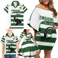 Custom Zimbabwe Rugby Family Matching Off Shoulder Short Dress and Hawaiian Shirt The Sables Go Champion - Wonder Print Shop