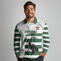 Custom Zimbabwe Rugby Long Sleeve Polo Shirt The Sables Go Champion - Wonder Print Shop