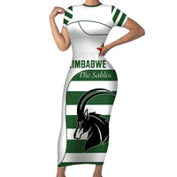 Custom Zimbabwe Rugby Short Sleeve Bodycon Dress The Sables Go Champion - Wonder Print Shop