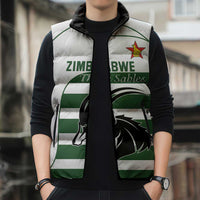 Custom Zimbabwe Rugby Sleeveless Puffer Jacket The Sables Go Champion - Wonder Print Shop