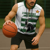 Custom Zimbabwe Rugby Sleeveless Zip Hoodie The Sables Go Champion - Wonder Print Shop