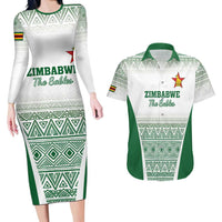 Custom Zimbabwe Rugby Couples Matching Long Sleeve Bodycon Dress and Hawaiian Shirt Sables African Patterns - Wonder Print Shop