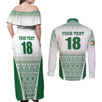 Custom Zimbabwe Rugby Couples Matching Off Shoulder Maxi Dress and Long Sleeve Button Shirt Sables African Patterns - Wonder Print Shop