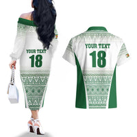 Custom Zimbabwe Rugby Couples Matching Off The Shoulder Long Sleeve Dress and Hawaiian Shirt Sables African Patterns - Wonder Print Shop