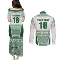 Custom Zimbabwe Rugby Couples Matching Puletasi and Long Sleeve Button Shirt Sables African Patterns - Wonder Print Shop
