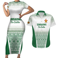 Custom Zimbabwe Rugby Couples Matching Short Sleeve Bodycon Dress and Hawaiian Shirt Sables African Patterns - Wonder Print Shop